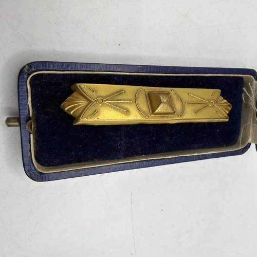 10k Yellow Gold Bar Pin Brooch Antique Art Deco W Original Jewelry Box