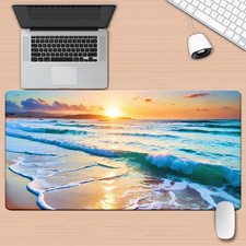 1pc Summer Beach Sunset Mousepad Printed Desk Mat with Ocean Waves  Sandy  