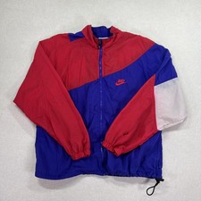 Vintage 90s Nike Jacket Men's XL Red Blue Colorblock Windbreaker Retro FLAW