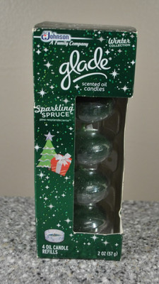 GLADE Scented Oil Candle  Sparkling Spruce  4 Oil Candle Refills~New / Older