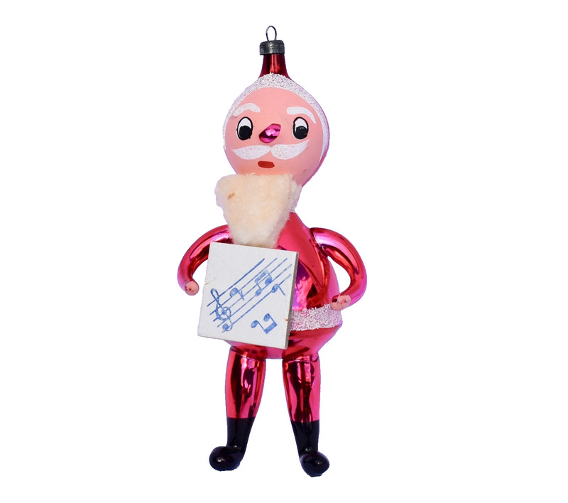 Vintage Blown Glass SANTA Holding Music Book Christmas Ornament De Carlini Italy