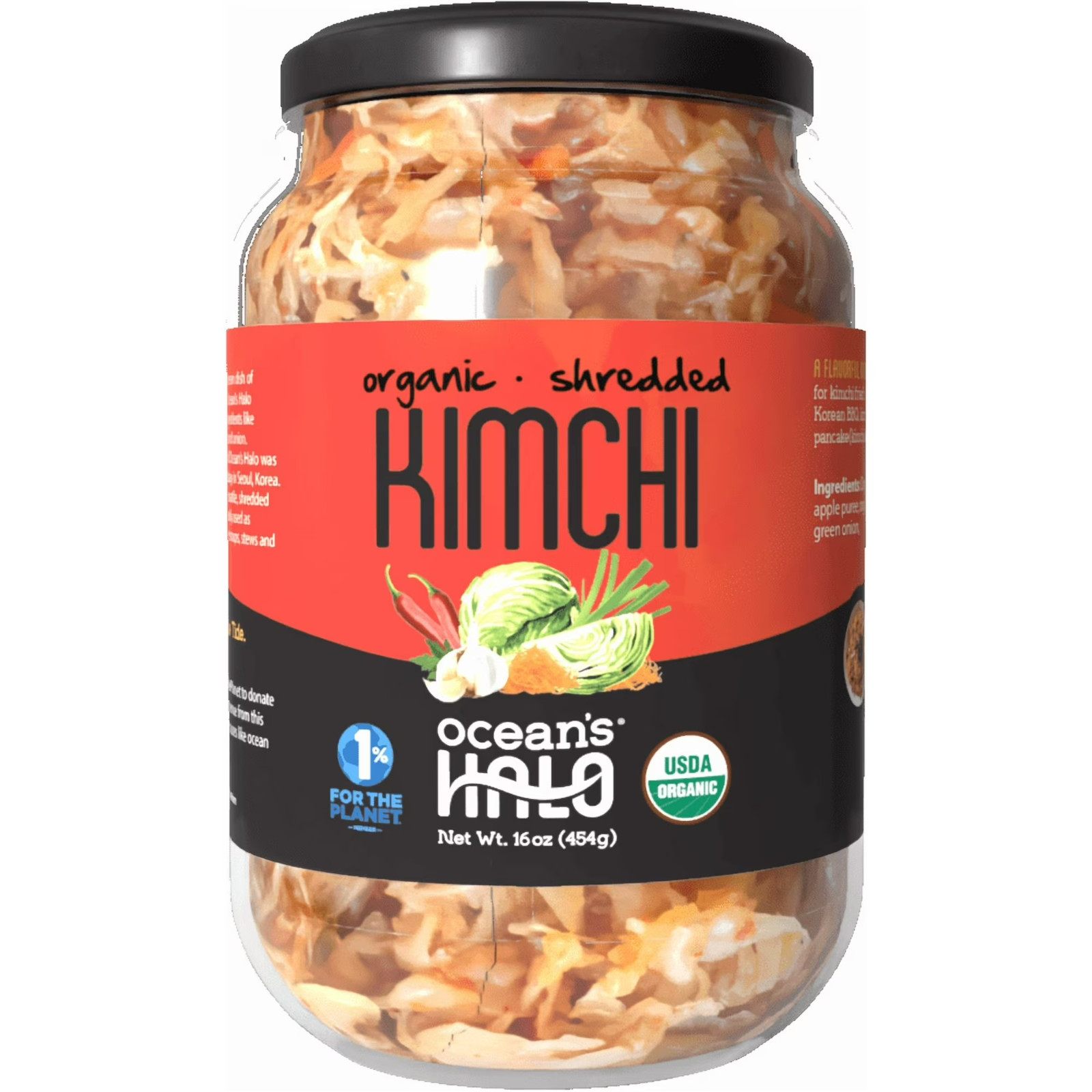 Kimchi orgánico Ocean's Halo, estante estable, 16 OZ FRESCO - Envío gratuito