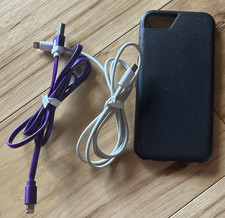 iPhone SE Gen 3 Case Black  Two Charging Cables 1-USB 3 ft-Lightning 3 ft Used