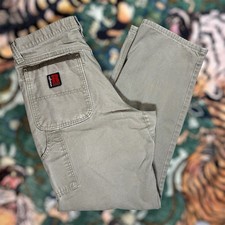 Wrangler Riggs Workwear Pants Mens 34x31 Beige Carpenter Cargo Utility Work