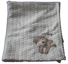 LITTLE BEGINNINGS CREAM IVORY ECRU BABY BLANKET MONKEY SQUEAK SQUEAKER