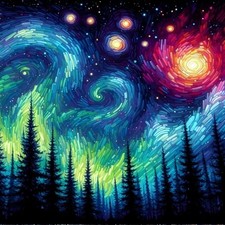 Starry Night Diamond Art Painting Kits for Adults - Full Starry Night Tree