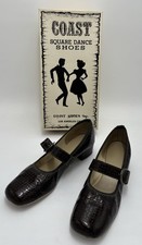 Coast Square Dance Shoes Womens Size 7.5N Brown Basket Vtg 80s orig Box/receipt