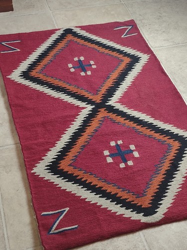 NAVAHO SPIDER WOMAN DESIGN, KETTENGENÄHTER KASCHMIRISCHER WOLLTEPPICH 2'X3' LEBENDIGES ROT - Bild 2 von 10