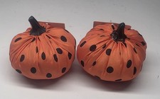 Fabric Stuffed Pumpkins Fall Farmhouse Decor 2 Pack 4" Decoration