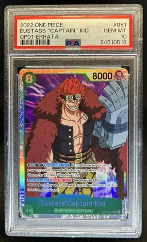 2022 One Piece Eustass Captain Kid OP01 Errata #051 PSA 10 GEM MINT Gem Mint