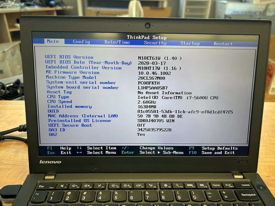 Portátil Lenovo ThinkPad X250 12,5" con CPU i7-5600U 2,60 GHz 16 GB de RAM sin SSD Foto 2 de 4
