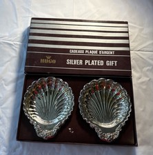 Coppia di piatti conchiglia in argento placcato vongole vassoio porta monete