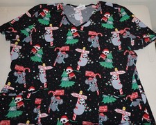 Scrubstar 3 Pocket "Sloth-Pole" Christmas Scrub Top Size XL