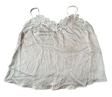 Abercrombie Fitch Women's Silky Lace Trim Camisole Top M Grey Y2K