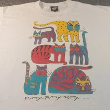 Vintage 90s Cat T-Shirt Mens XL Laurel Burch Art Tee Screen Stars Best USA Made