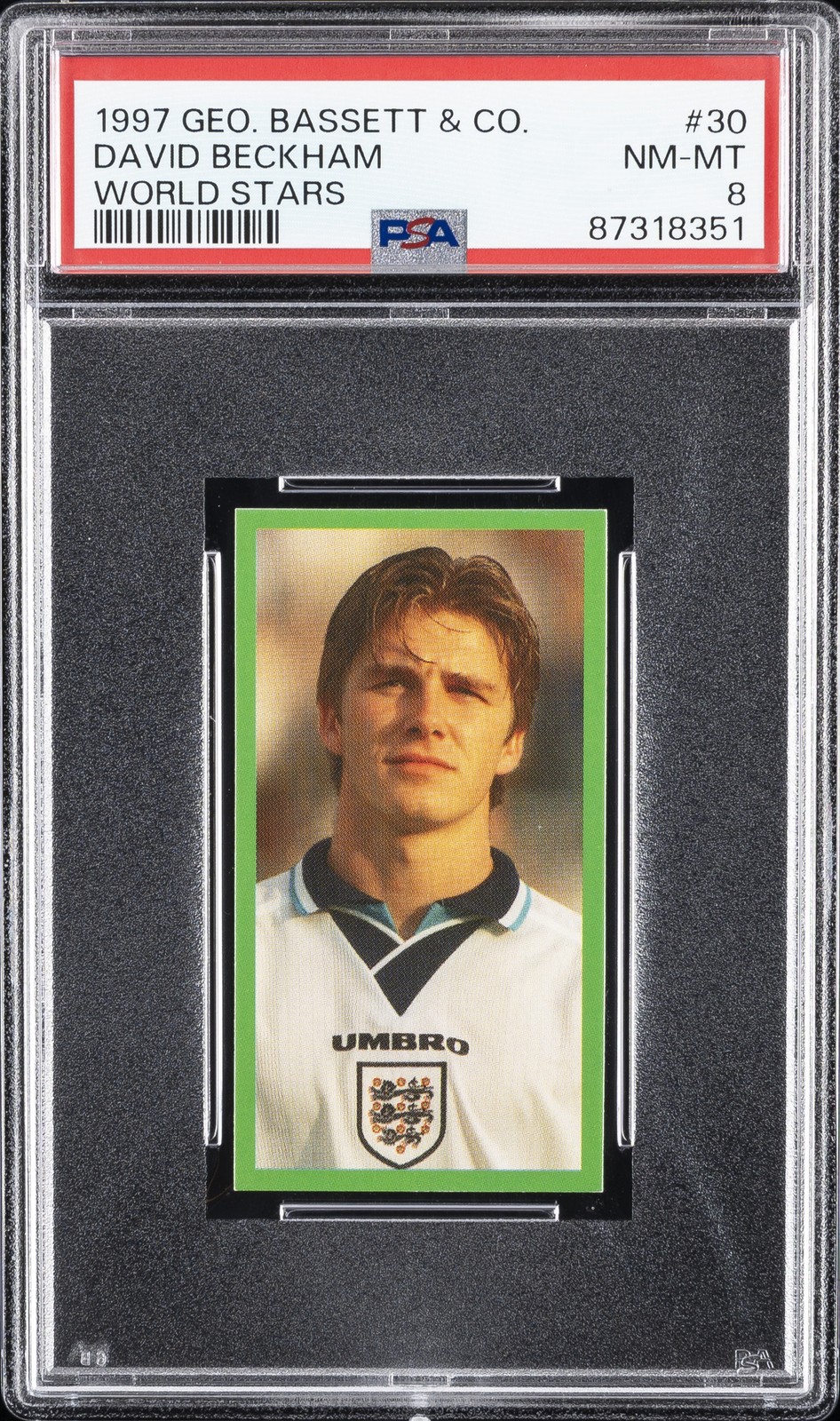 1997 GEO. BASSETT & CO. WORLD STARS #30 DAVID BECKHAM PSA 8