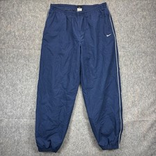Vintage Y2K Nike Team Jogger Track Pants Men's XL Blue Striped Swoosh Pockets