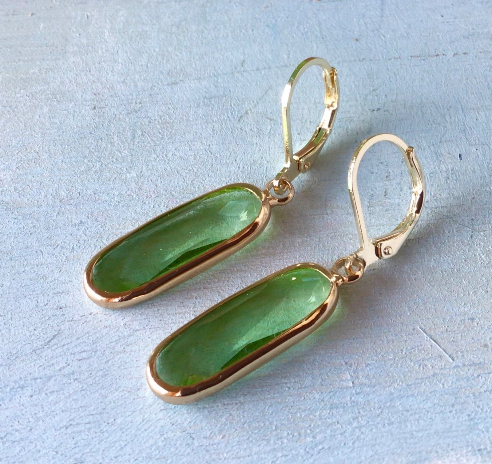 Green Peridot Quartz gold filled Sundance charm drop earrings Artisan Jewelry