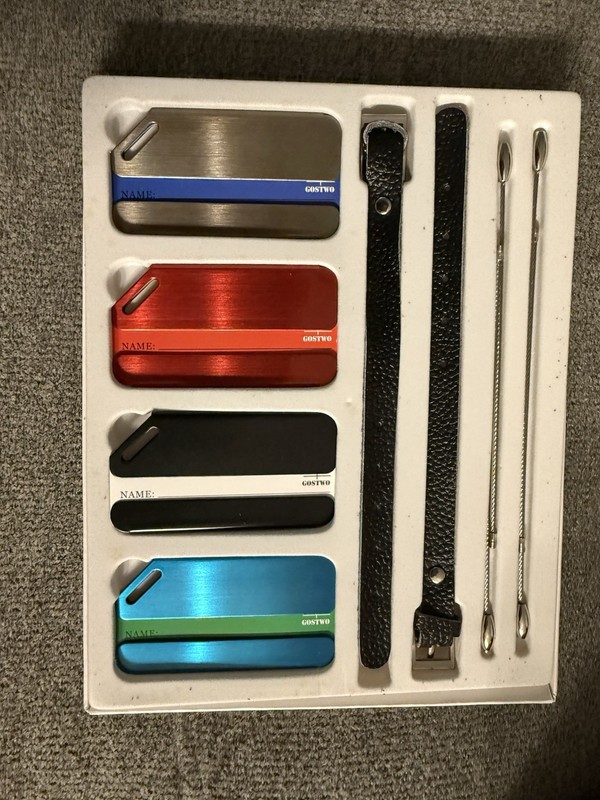 Stainless Steel First Class Luggage Tag Set Of 4 Multicolor, Gostwo New In Box