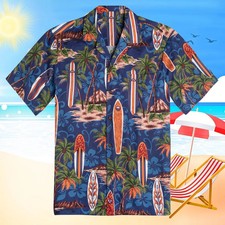 Navy Tropical Summer Party Hawaiian Shirt