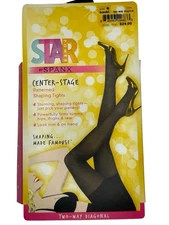 Star Power By Spanx Size B Center-Stage Black Two-Way Diagonal Shaping Tights