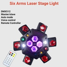 US 6 Arms Bee Eye Laser Beam Moving Head Light DMX LED RGBW Stage Lighting Xmas