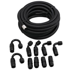 6an An-6 20ft Fuel Line Hose Kit Nylon Stainless Steel Braided Hose End Fitting