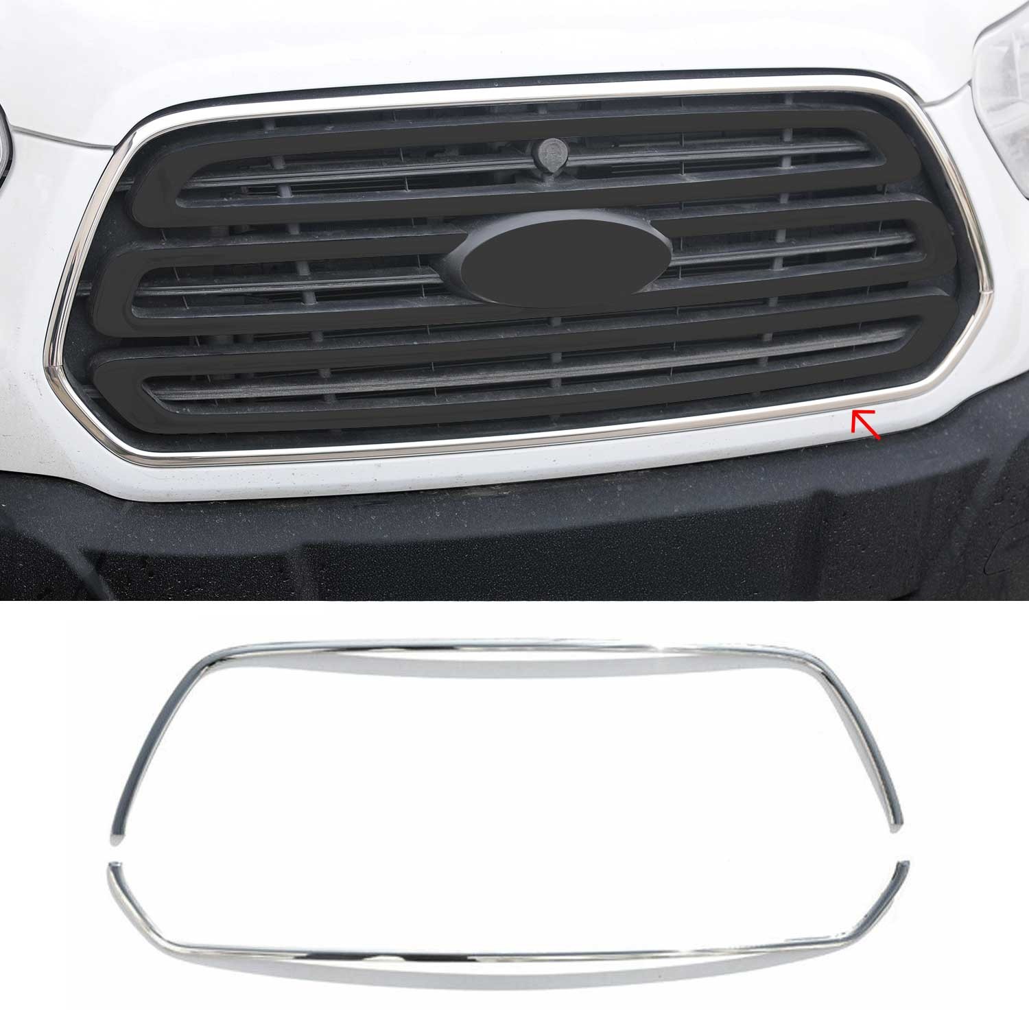 Moulure de grille de calandre chromée anti-corrosion pour Ford Transit de 2014 à 2022