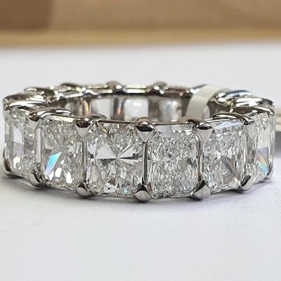 7.7Ctw Radiant Moissanite Full Eternity Wedding Band In 14k White Gold Plated