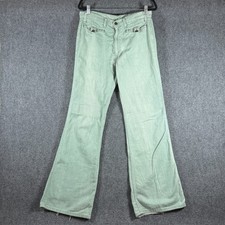 Vintage 70s 60s Bell Bottom Flare Pants White Tab Mint Green Size 30x34