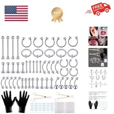 104pcs Piercing Kit 14G16G Kit Piercing Kits for all piercings Stainless stee...