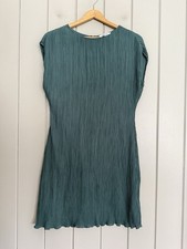 Madewell Stretch Plissé Mini Tee Dress 6 Spruce Green Cap Sleeves NM519