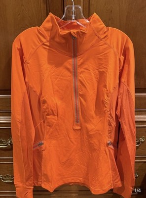 lululemon RUN: Wild 1/2 Zip Pullover Women s 12 Orange Long Sleeve Pockets