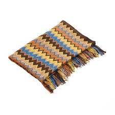 Bohemian Sofa Throw Blanket – Wave Stripe Knit