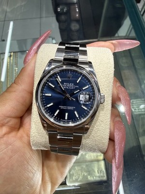 2025 Rolex Datejust 36 Blue Dial Oyster Bracelet Full Set Box & Papers near mint