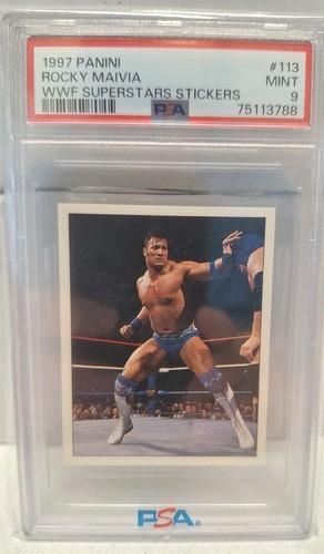 1997 Panini #113 - Rocky Maivia / The Rock- Rookie Card - PSA MINT 9