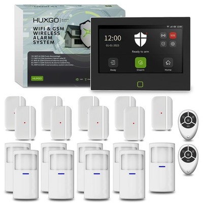 HUXGO Alarmanlage WLAN GSM 4G HXA700 7'' 9 PIR + 9 Türsensor App Steuerung