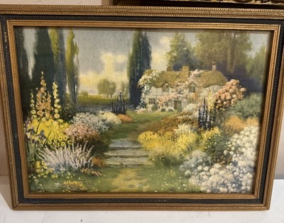 Antique G Blanchard Carr Art Print   The Cottage   ~ Original Ornate Wood Frame