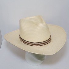 Vintage Adam Western 101 Corral Straw Cowboy Hat w/ Band Size Small 7"