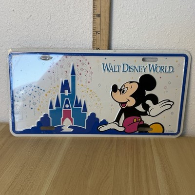 Vintage Walt Disney World Mickey & Castle Metal License Plate New Sealed