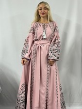Exclusive Ukrainian Embroidered Maxi Dress, Vyshyvanka, Custom Size Colour