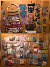 Alter antiker Perlenbeutel Perlentasche Biedermeier Perlenstickerei Rocailles 