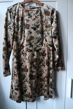 Floral Beige Long Sleeve Skater Dress