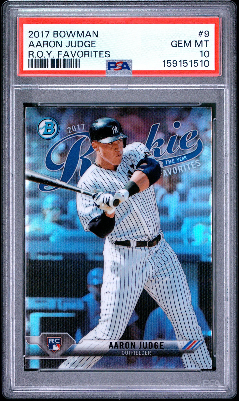 2017 Bowman Rookie Of The Year Roy Favorites Aaron Judge #9 PSA 10 Refractor RC