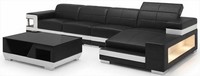 Modernes Schwarzes Ecksofa L Form Couchtisch Wohnzimmer Set Luxus Design