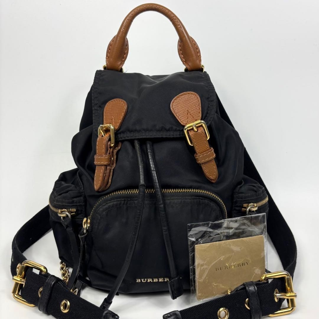Current Burberry Chain Backpack Daypack Nylon Bla… - image 1