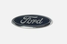 Premium Logo 7" Emblem:  BLUE Oval Chrome Logo for Ford Grille