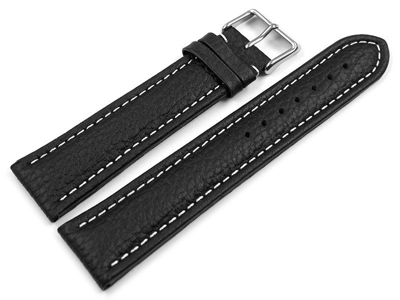 Bracelet Montre Cuir De Veau Grainé Noir - Longueur M - 18/20/22/24mm - Watchband Berlin Neuf