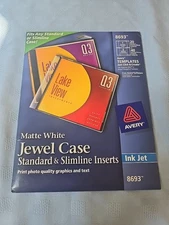 Avery 8693 Inkjet CD/DVD Jewel Case Inserts - Matte White (20/PK) New