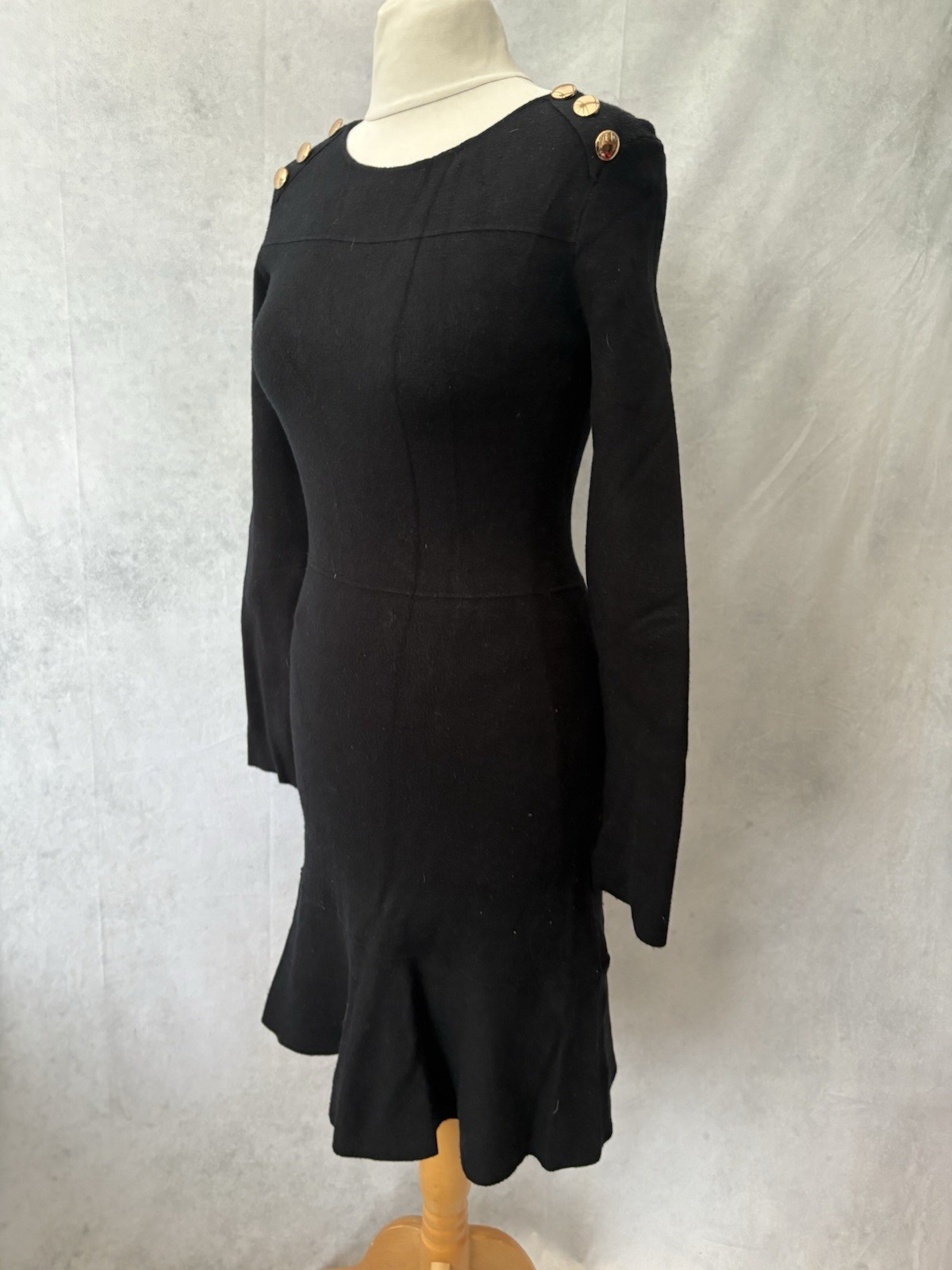 Zara Knit Black Dress Size S Long Sleeve Knee Length Women’s  thumbnail 9